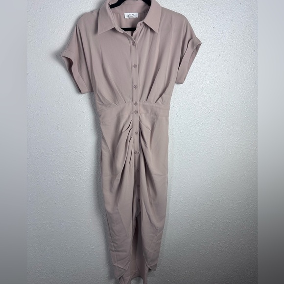 Gilli Taupe Button-Up Dress Size XS - Picture 2 of 7